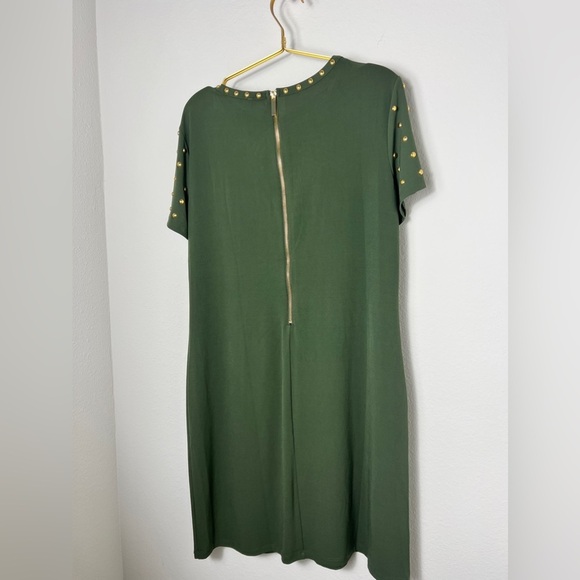EUC CARMEN MARC VALVO Studded Green Dress Size Large - Picture 8 of 11